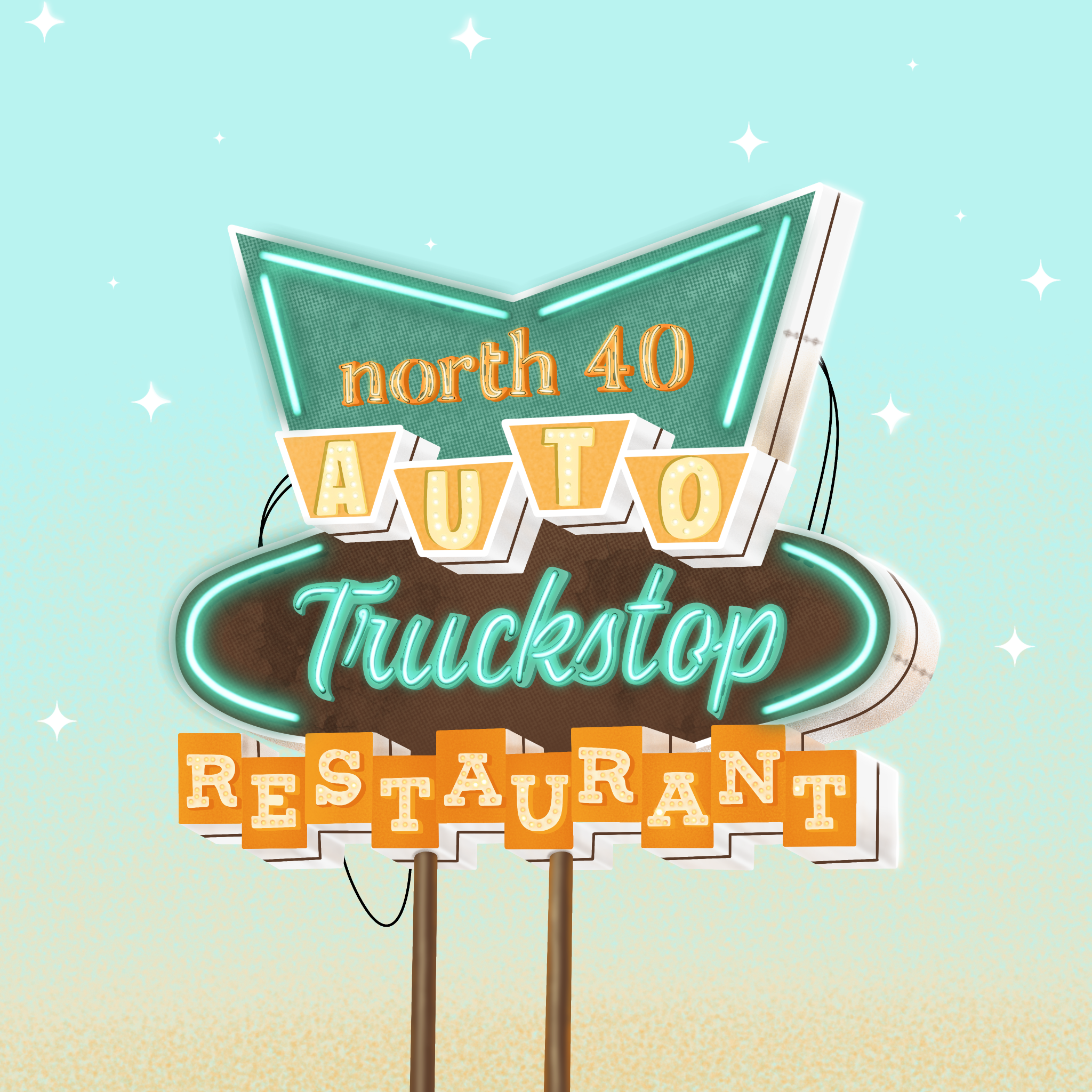 Retro Style Illustration of a Truck Stop Sign