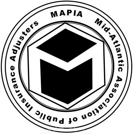 Logo of the Mid-Atlantic Association of Public Adjustment (MAPA), featuring a black cube inside a hexagon, with the organization's name and 'MAPA' around it.