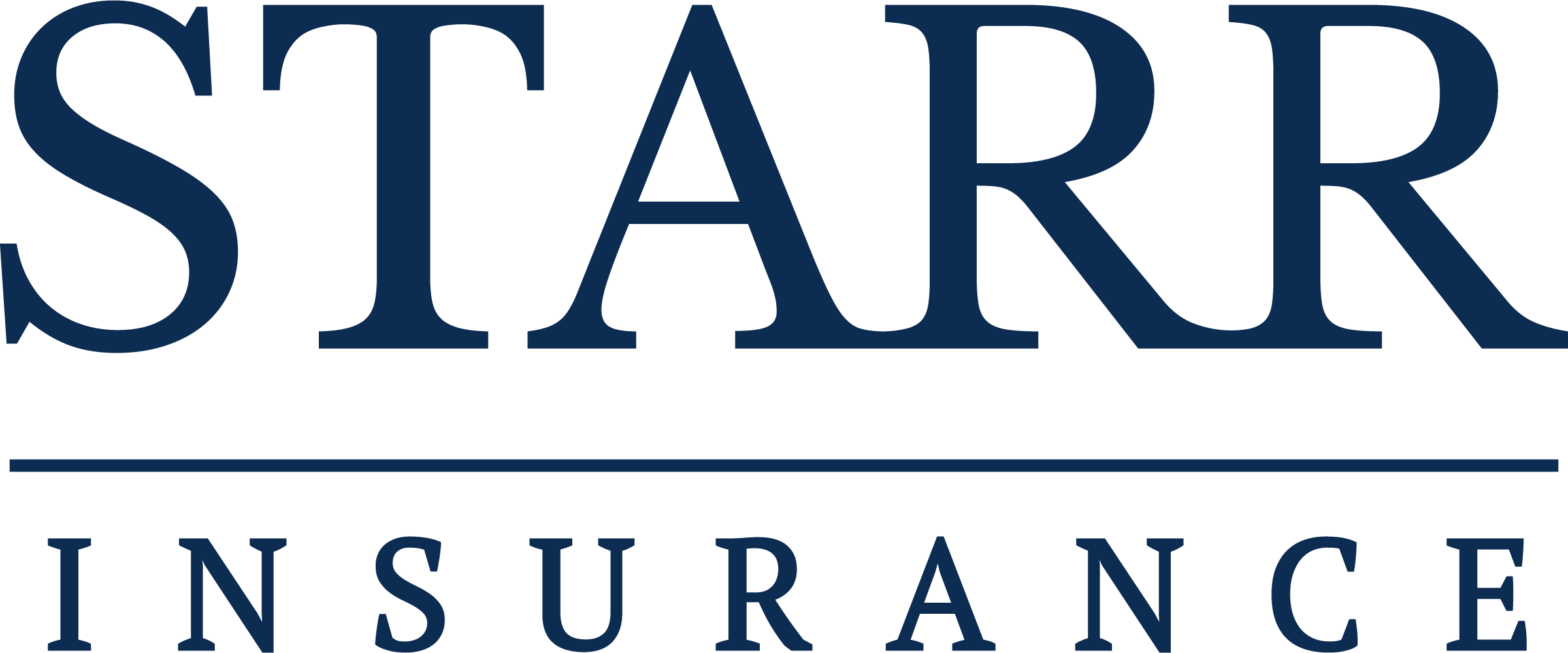 The logo of Starr Insurance with large blue text and a horizontal line above the word "Insurance".