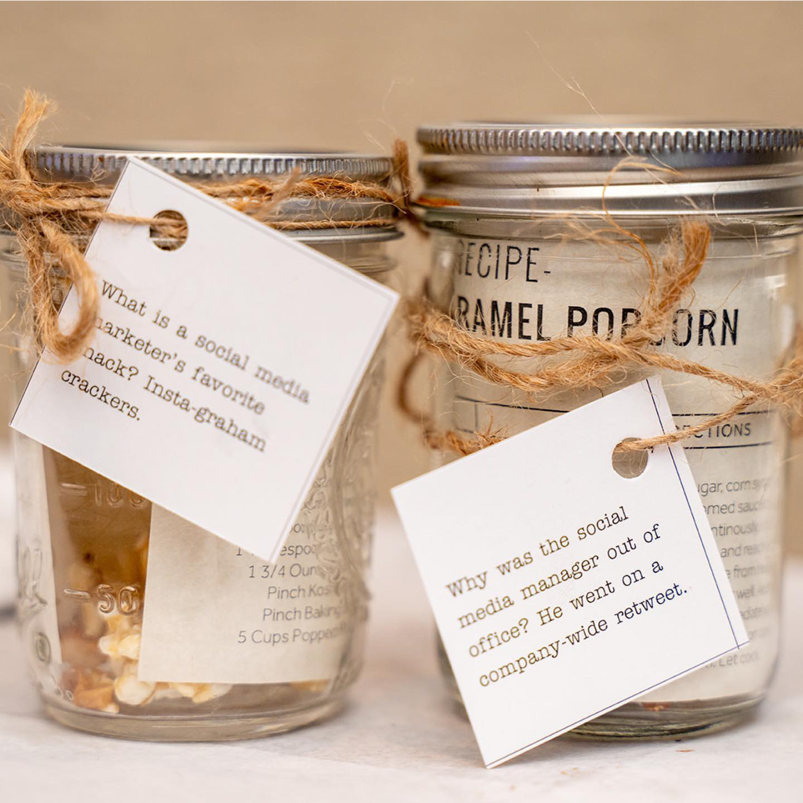 Popcorn jars for a conference coffee break
