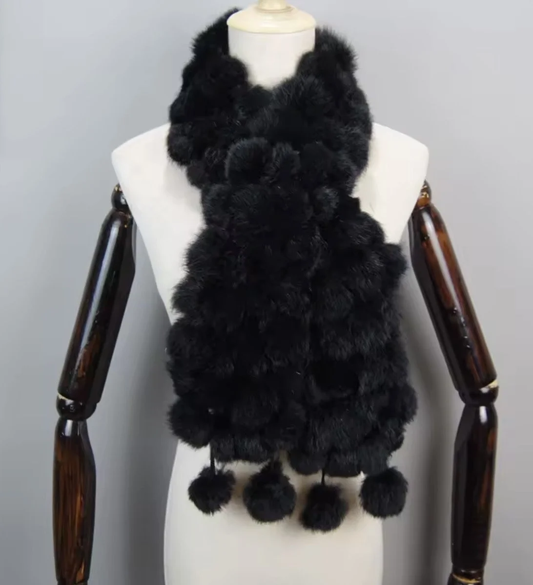Rabbit Pom Pom  Scarf