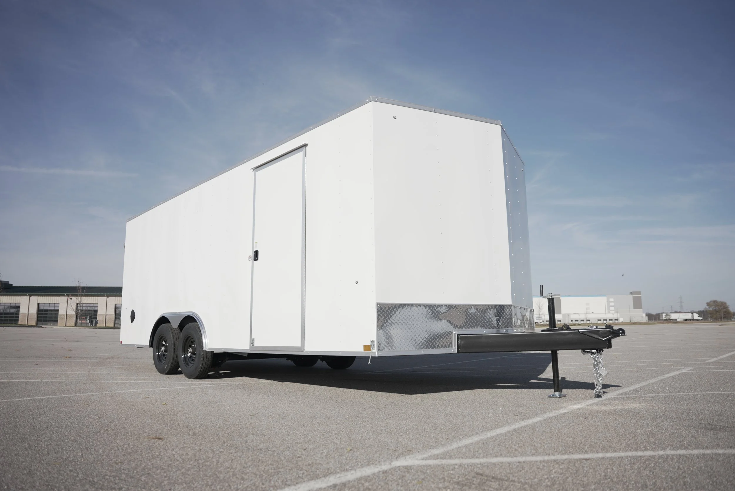 COMING SOON!!!   7X16 TRAVERSE FLAT TOP V-NOSE CAR HAULER  WHITE / BLACK TRIM