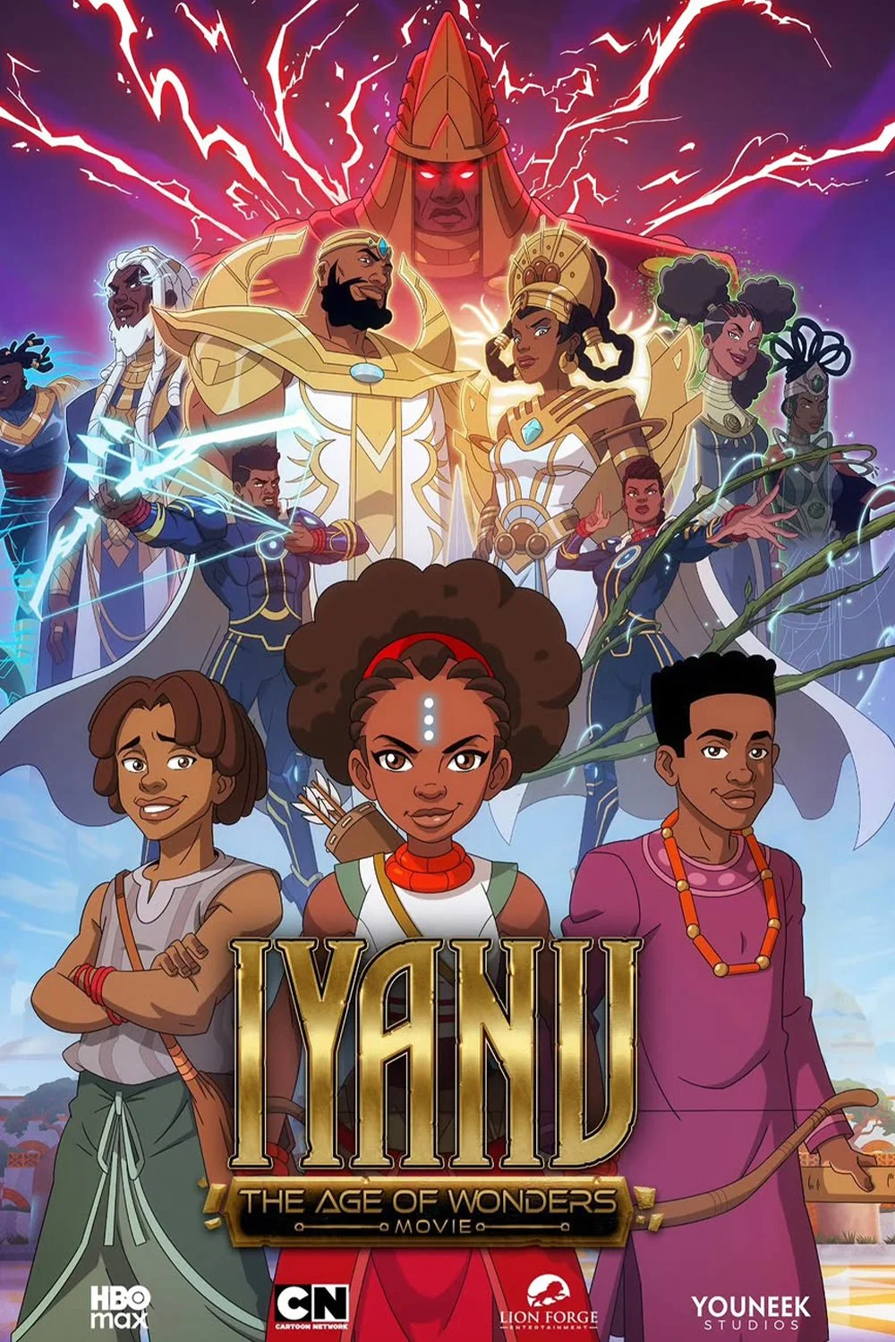 Official poster for the animated feature film, "Iyanu: The Age of Wonders Movie" featuring characters in traditional African-inspired costumes. Made for Cartoon Network and HBO MAX. Post produced by Travis Preston
