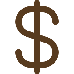 Large brown dollar sign symbol