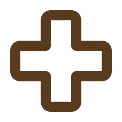 Icon of a brown medical cross with a black background.