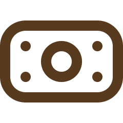 A simple illustration of a camera in brown color.