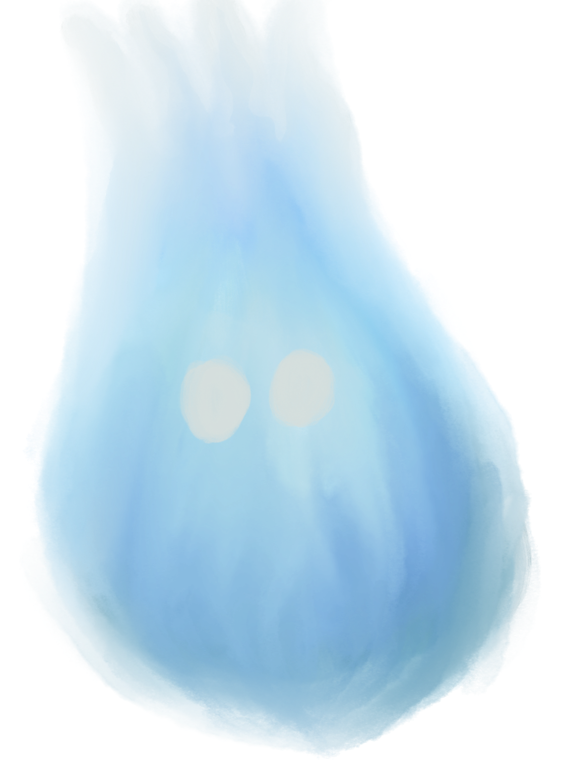 Close-up of a blue object with two small bright white circular spots near the center.