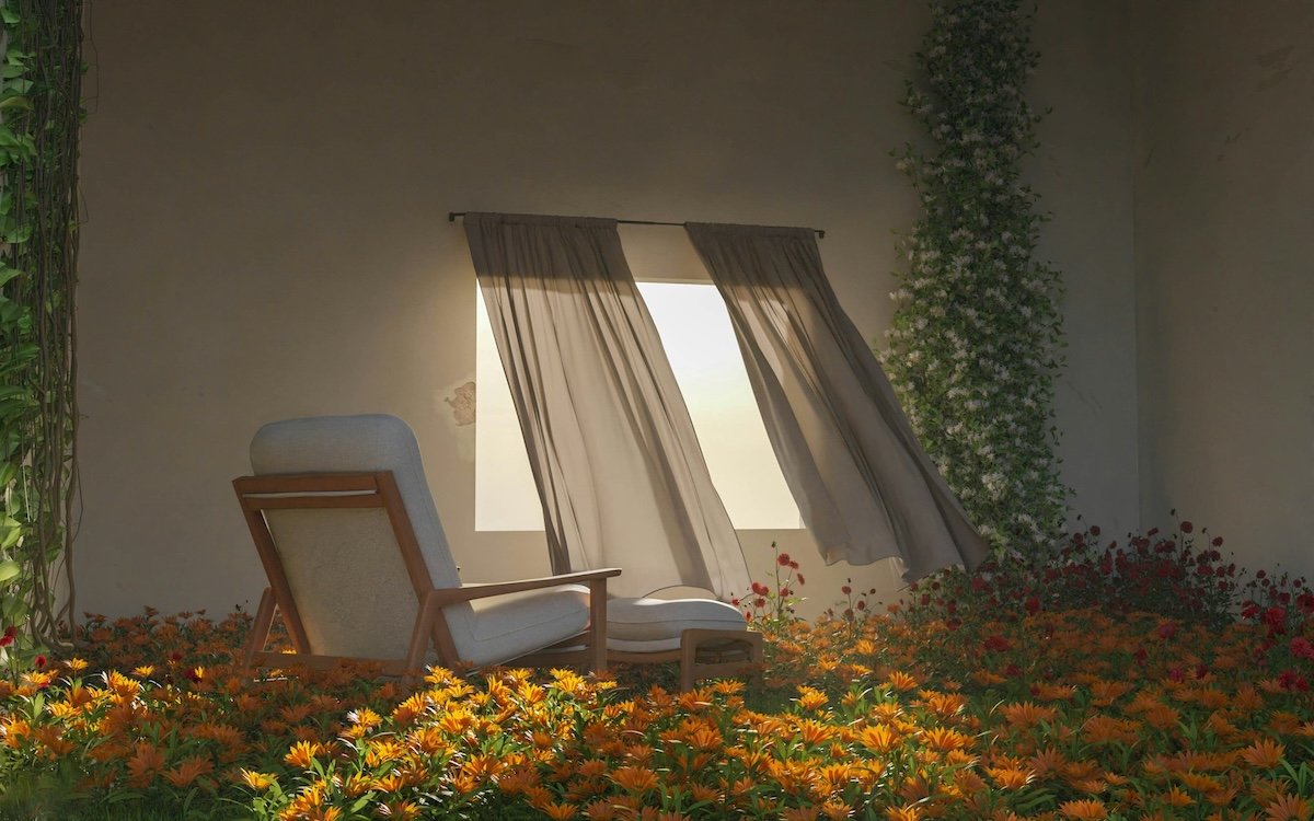 Curtains in a breeze