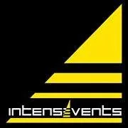 Black background with yellow geometric shapes and the words 'intense4vents' in white and yellow