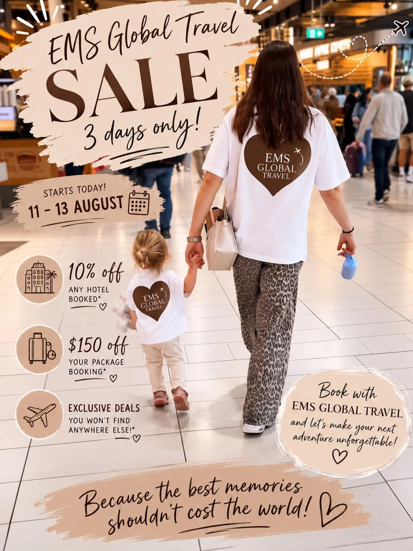 YOUR ADVENTURE STARTS NOW 👀🤎
🏨 10% OFF international hotel bookings for travel up until 31 December 2026
🇦🇺 $150 OFF domestic holiday packages when you spend $4000 or more
🛡️ 10% OFF travel insurance
🚢 $100 Onboard Credit on cruises booked bet
