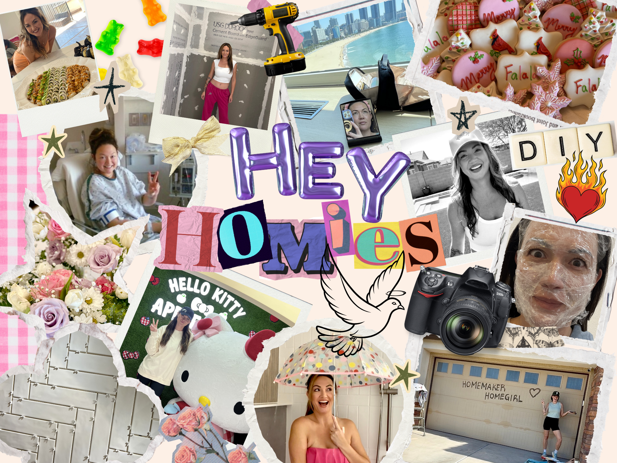 Collage of various images of girlie images, Mina, Homies Only Membership Subscription by "HOMEMAKER HOMEGIRL."