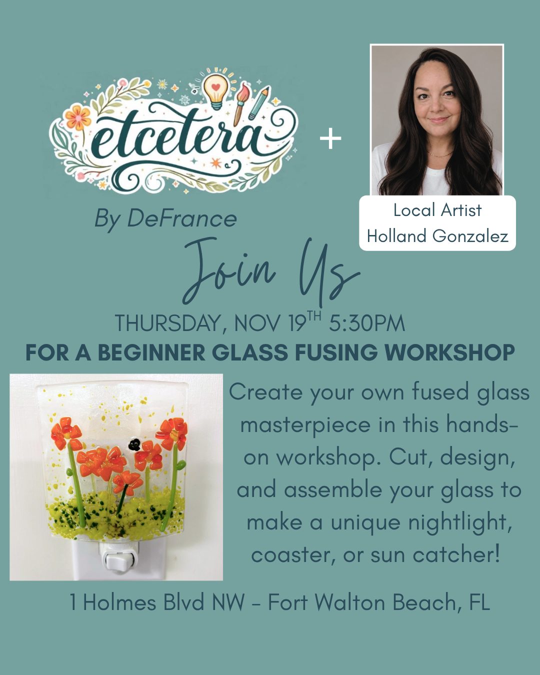 Etcetera by DeFrance Glass Fusing Workshop - NOVEMBER