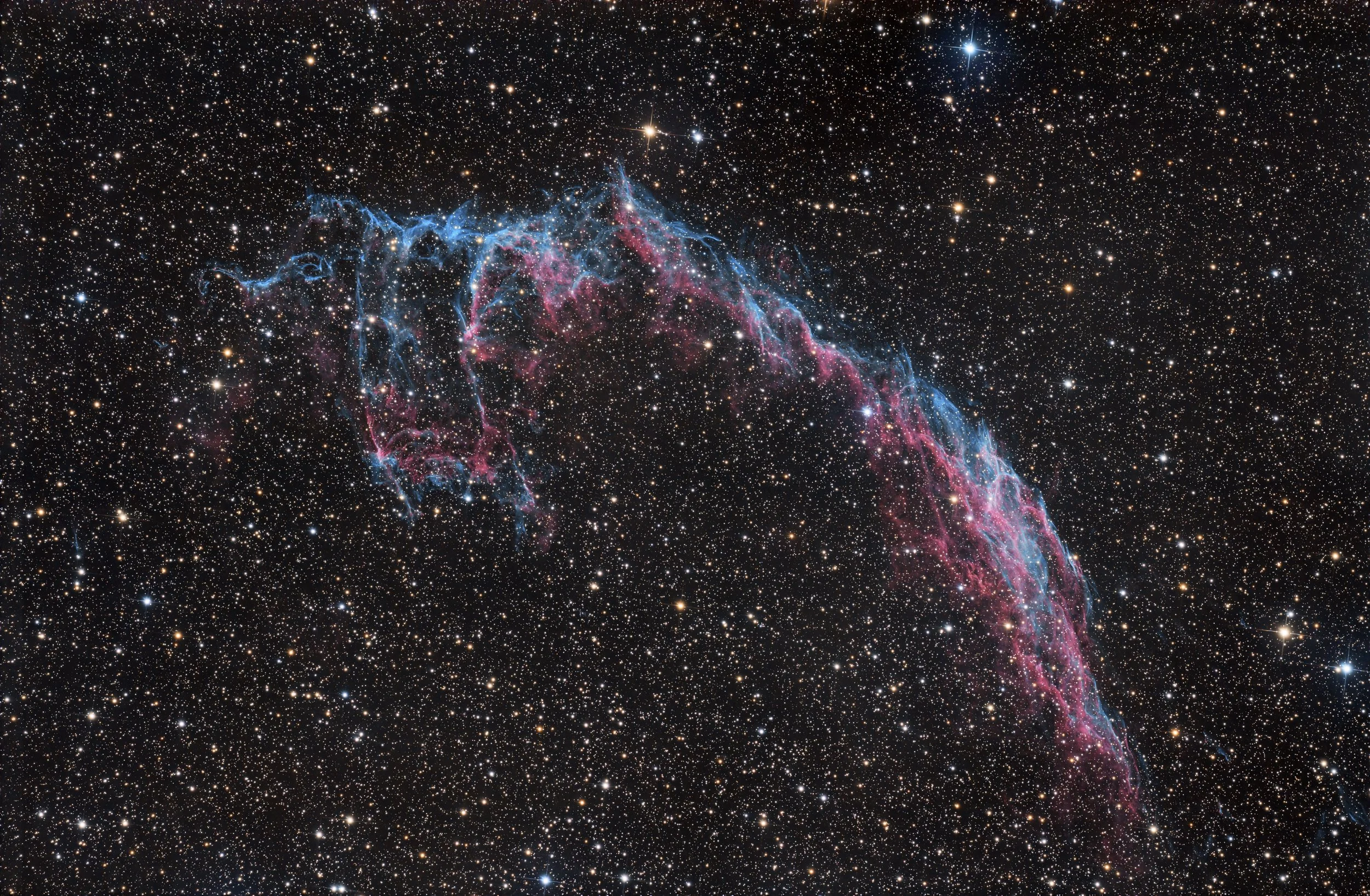 eastern veil nebula high-resolution deep sky astrophotography image captured from a backyard observatory by jbastrophoto.
