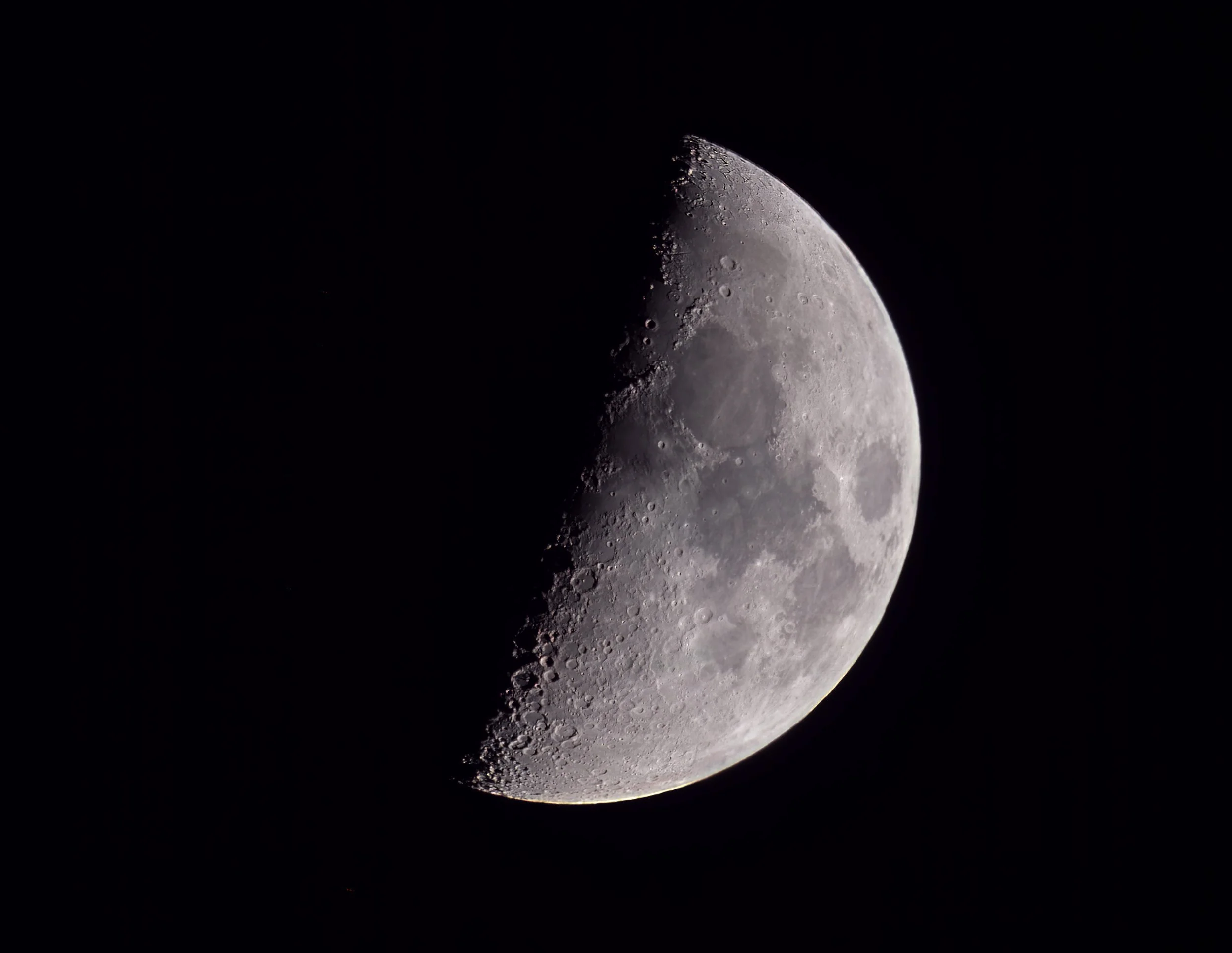 first quarter  Moon high-resolution deep sky astrophotography image captured from a backyard observatory by jbastrophoto.