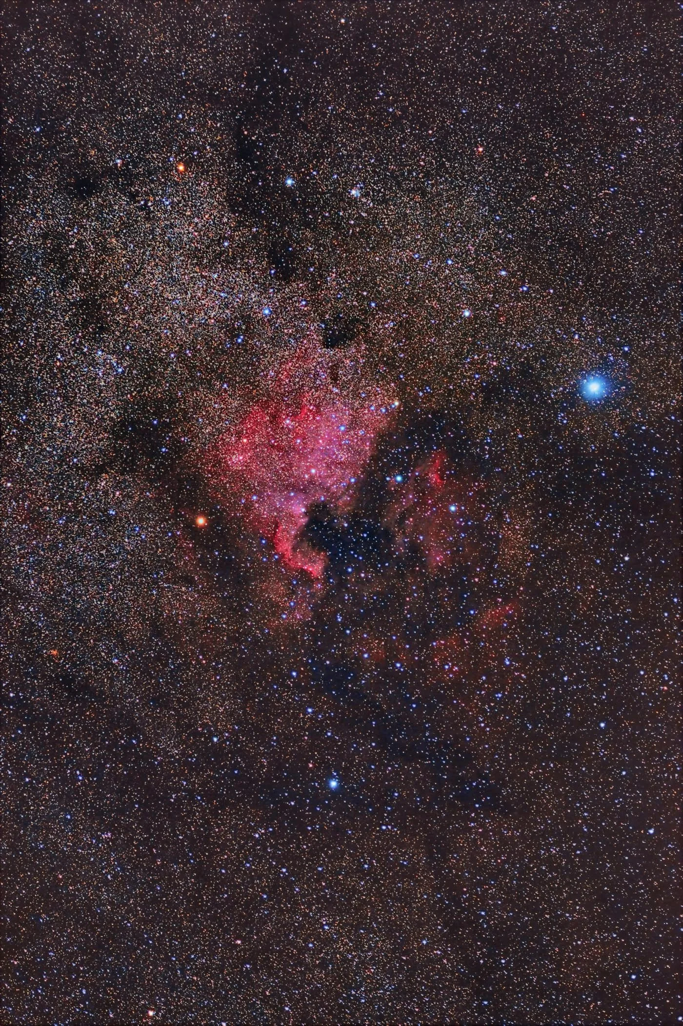 North America Pelican nebula high-resolution deep sky astrophotography image captured from a backyard observatory by jbastrophoto.