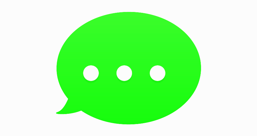 Green speech bubble with three white dots inside.