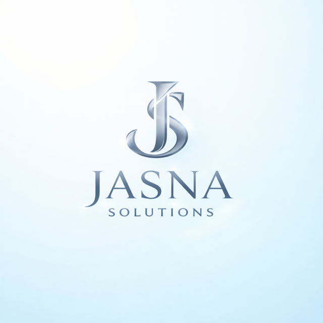 Paid Search company logo for Jasna Solutions, featuring a stylized 'J' and 'S' in metallic silver with the company name written below.