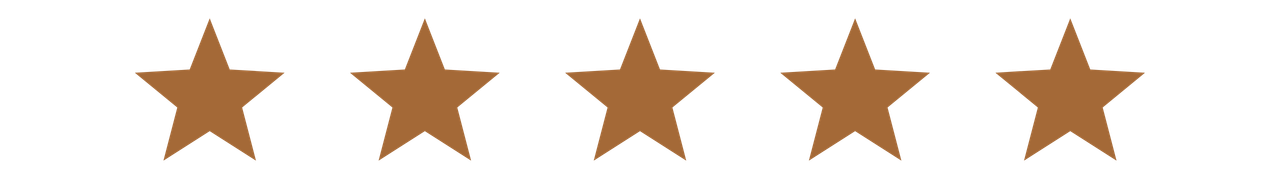 Five brown stars arranged in a horizontal line on a transparent background.