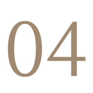 The number 04 displayed in large, beige font on a black background.