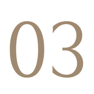 Number 03 in large beige font on a black background