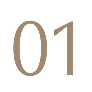 The number 01 in large, beige-colored font on a white background.
