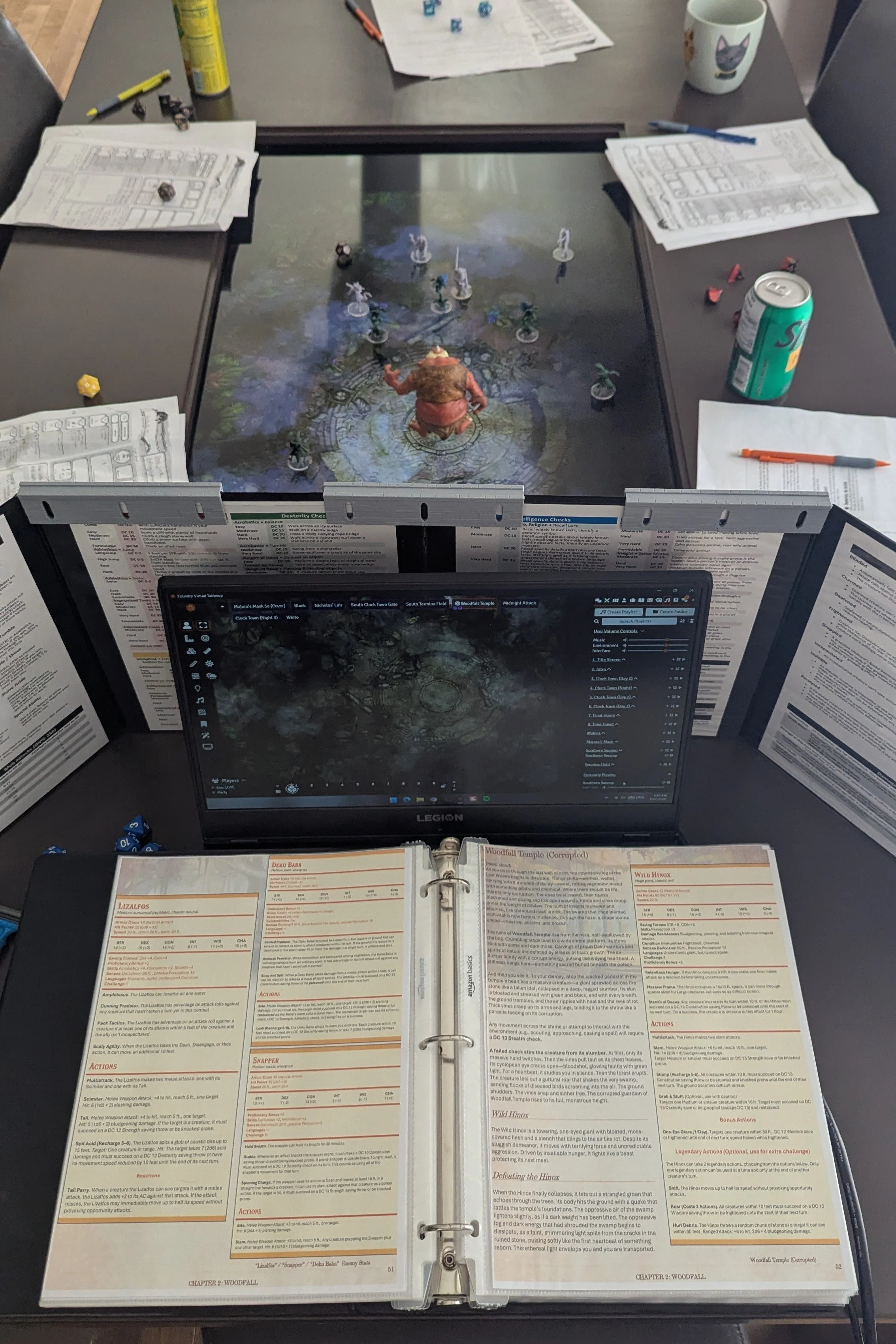 DM side, with book