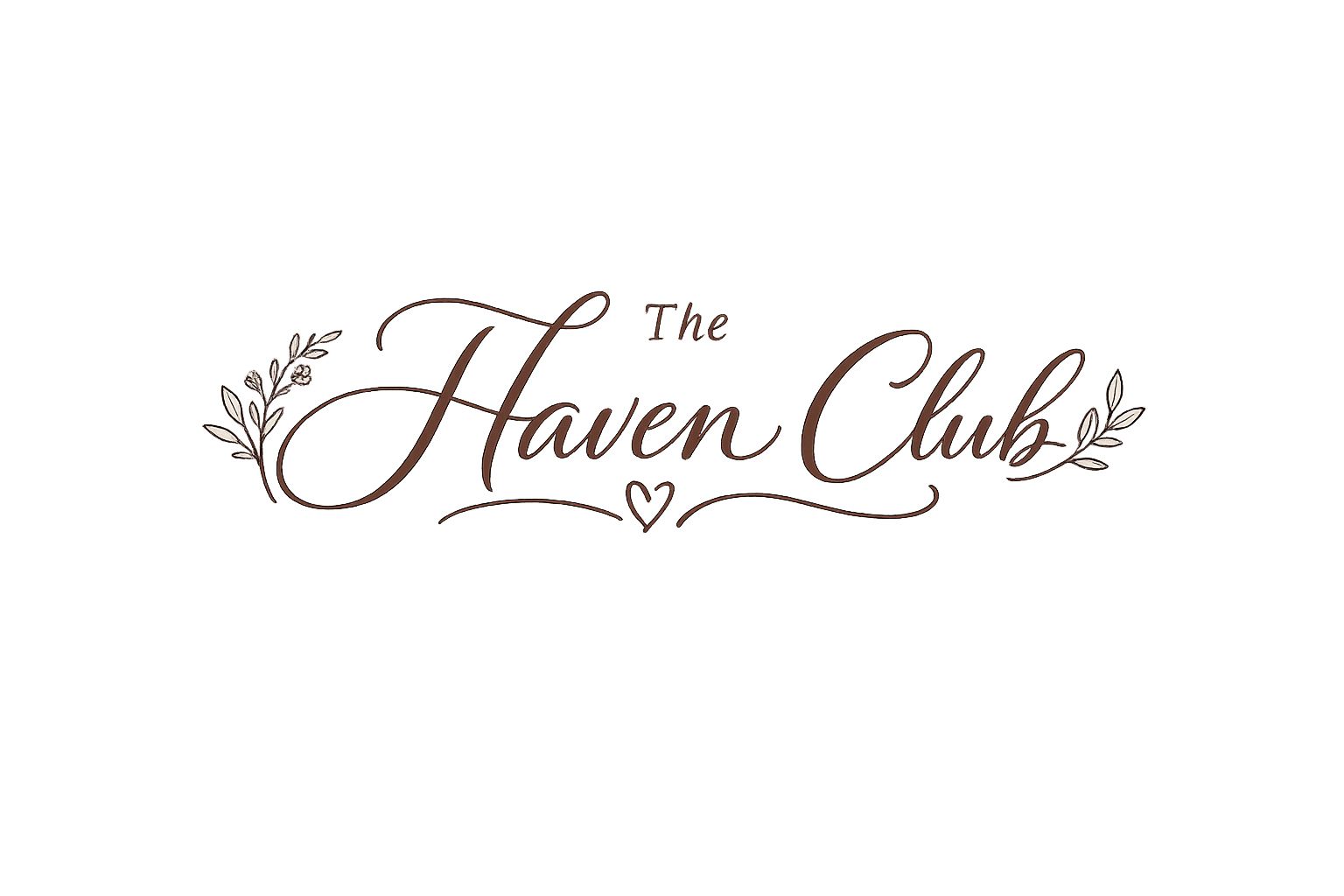 The Haven Club logo in cursive brown text with floral accents and a small heart.