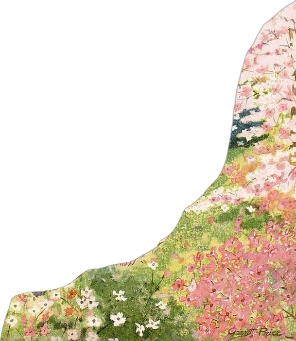 image border with soft painted flowers in pastel colors, green, pink, white and pale yellow