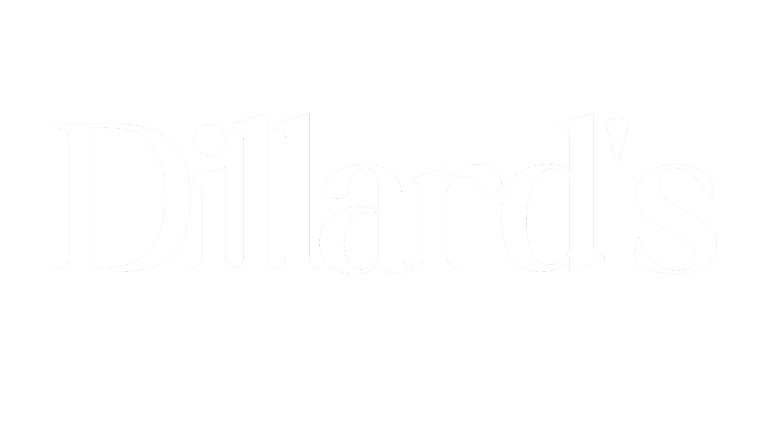 Logo with the words "Dillard's" in white on a black background.