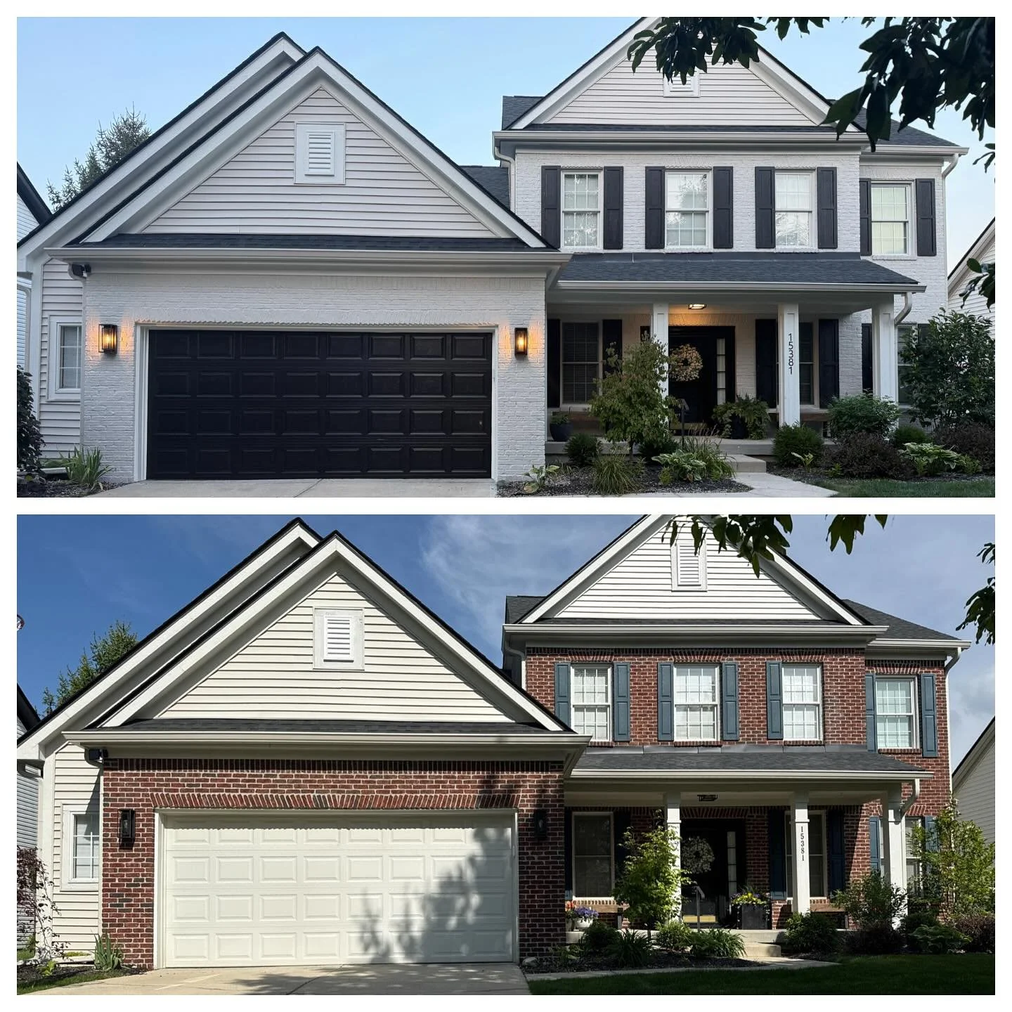 Before and after exterior transformation.