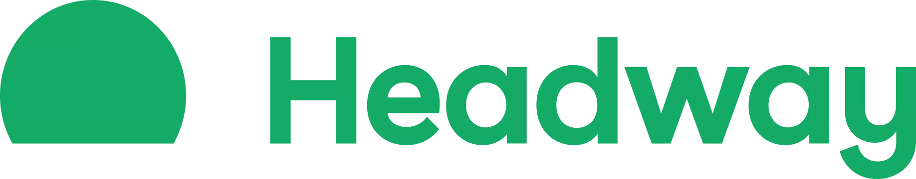 Logo with a green semi-circle and the word 'Headway' written in green