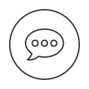 A speech bubble icon with three dots inside, representing messaging or conversation.