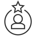 Icon of a person with a star above their head, surrounded by a circular arrow