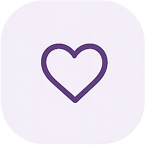 Purple heart outline on a white background