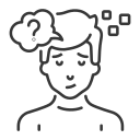 Drawing of a person with a cloud above their head and a thought bubble indicating confusion or thinking