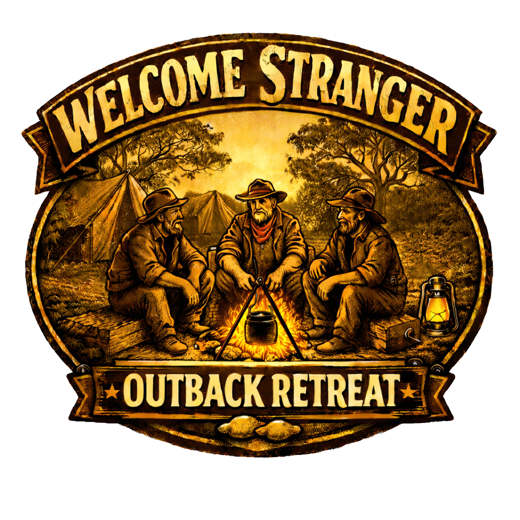 Welcome Stranger Outback Retreat logo. Visit the cafe and bar on Kangaroo Island near Seal Bay and stay at the outback retreat cabin accommodation.