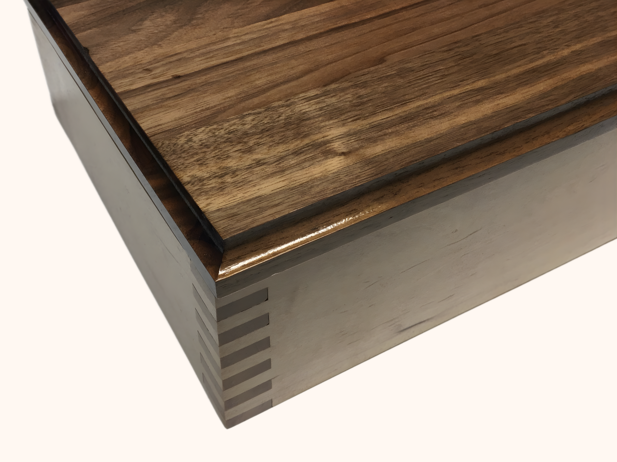 Dark corner of wooden jewelry box, very shiny and gorgeous.