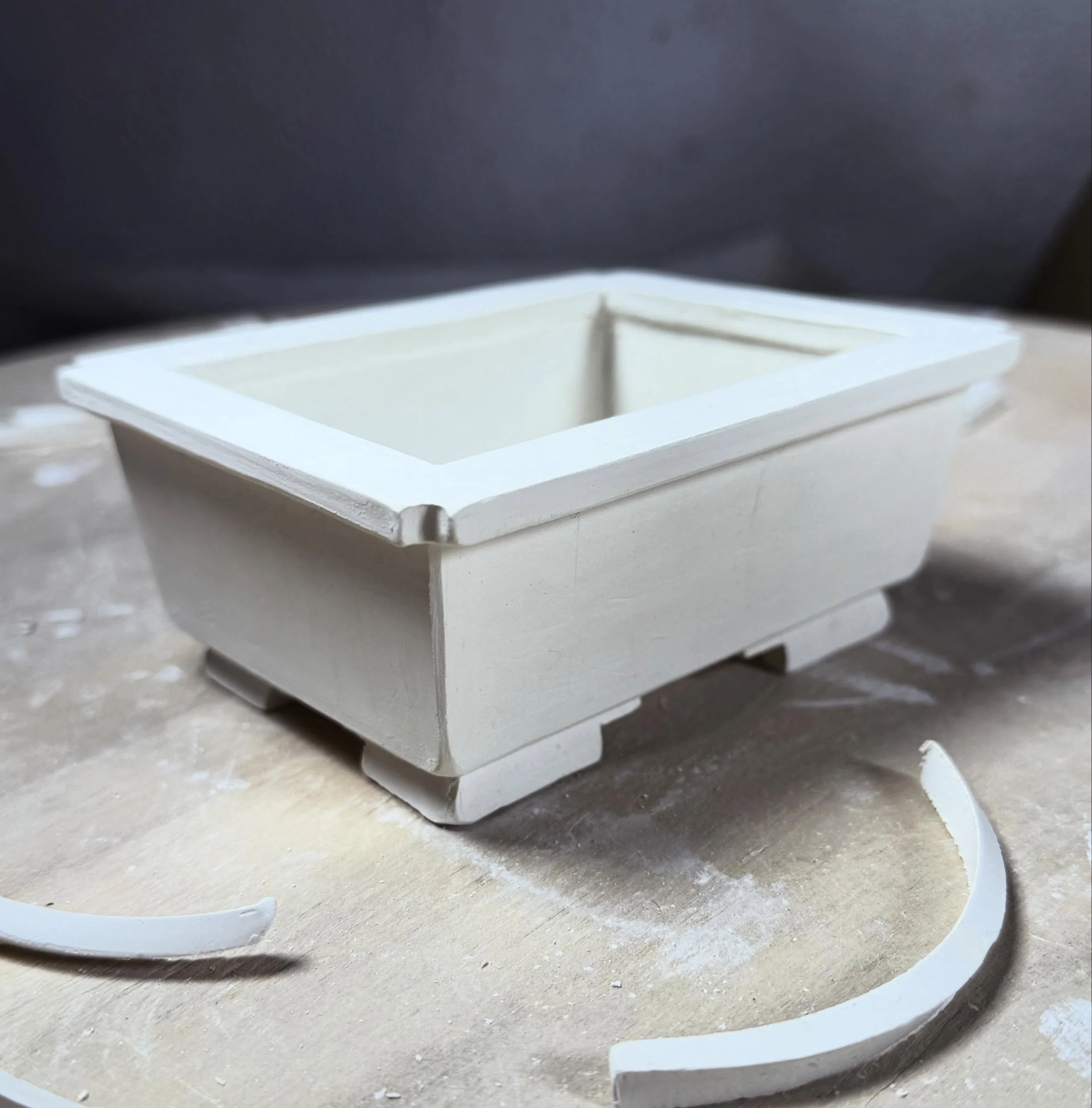 I finally made something out of the bucket of porcelain I&rsquo;ve been hauling around for 14 years ❄️ After it&rsquo;s bisque fired, I&rsquo;ll try my hand at decorating it with cobalt wash.