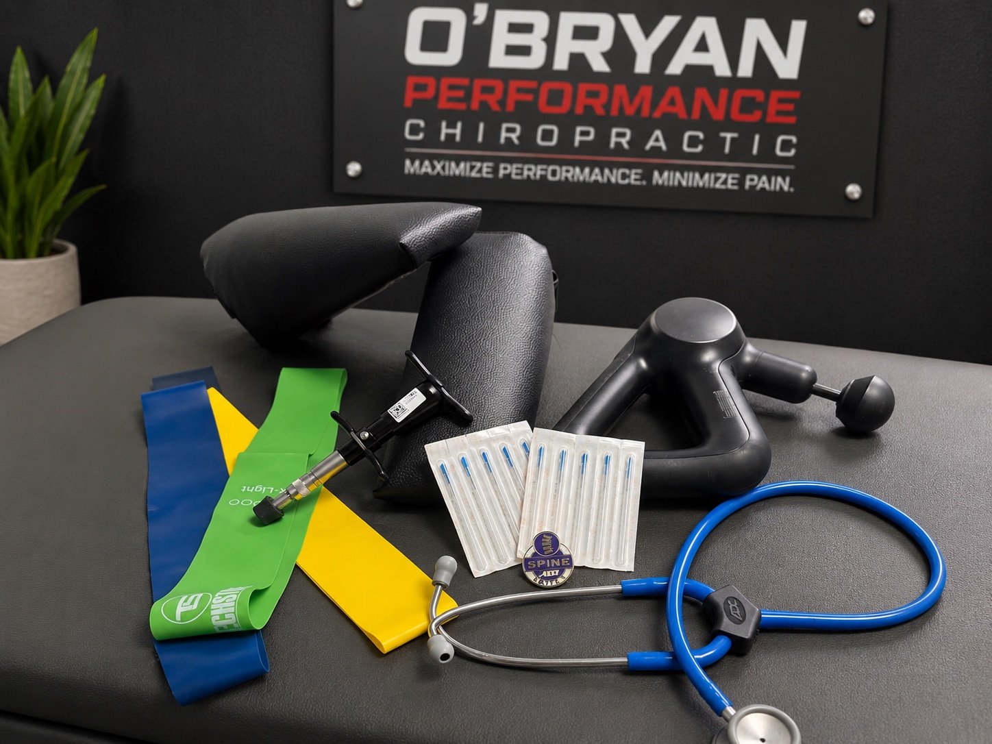 O'Bryan Performance chiropractic, chiropractic equipment, stethoscope, dry needling