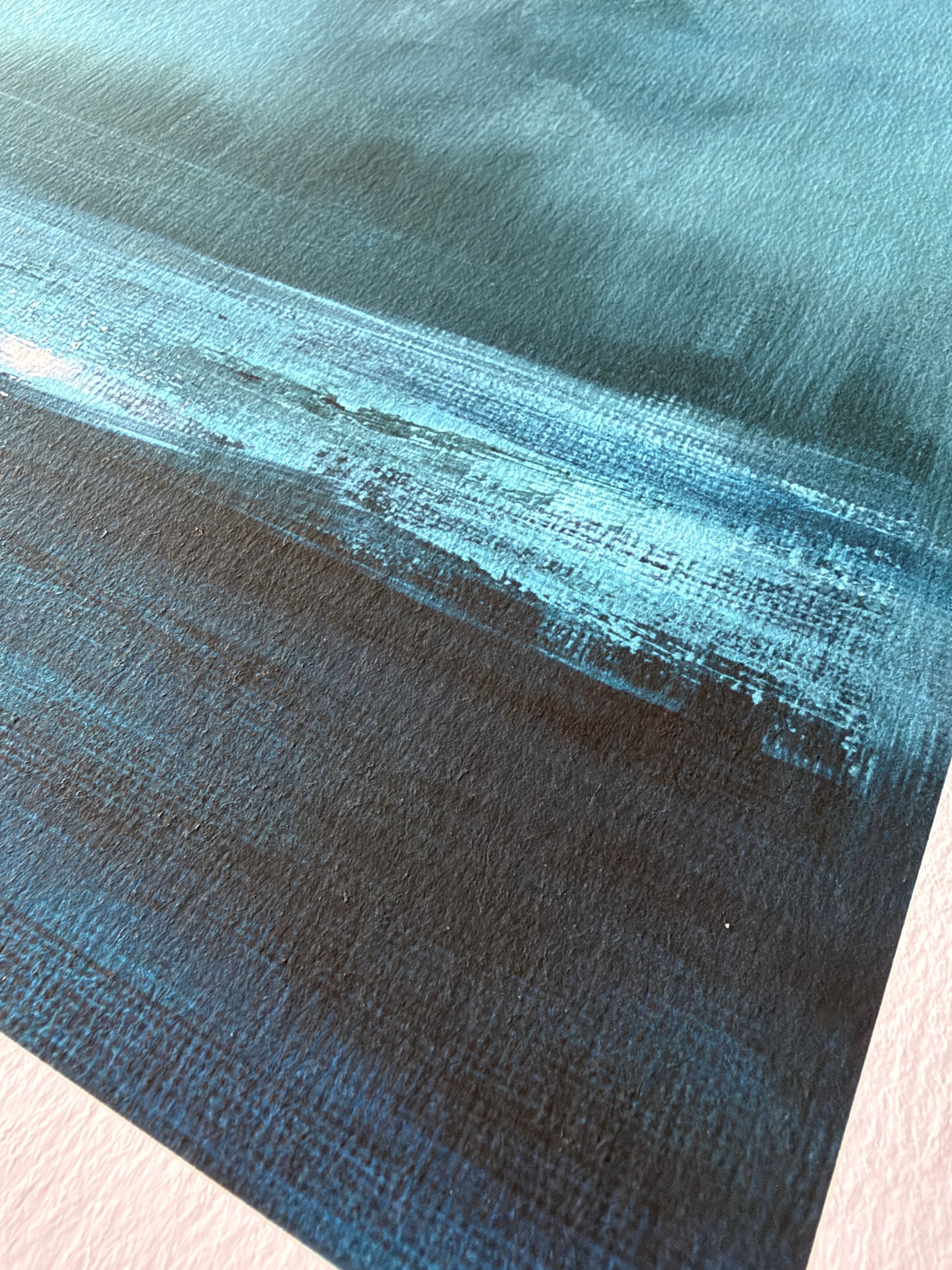 Close-up of deep blue and turquoise brushwork reproduced on the Ocean Light fine art print.