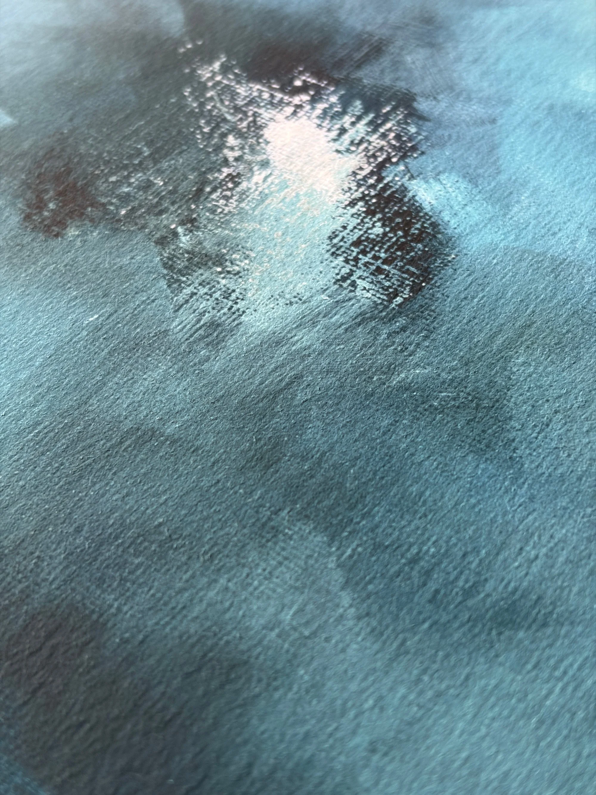 Close-up of a pale reflected-light passage and subtle surface texture on the Ocean Light fine art print.