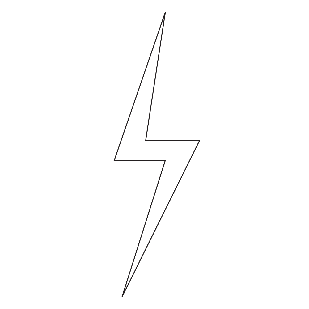 Black background with a thin gray lightning bolt outline in the center.