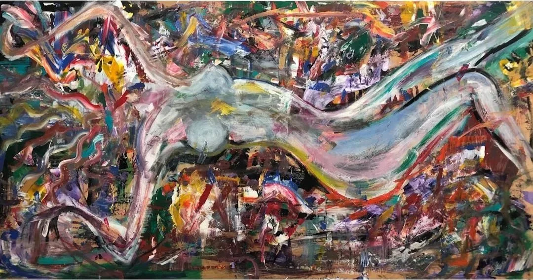 2014.02, Acrylic on Wood, 42 x 80 in