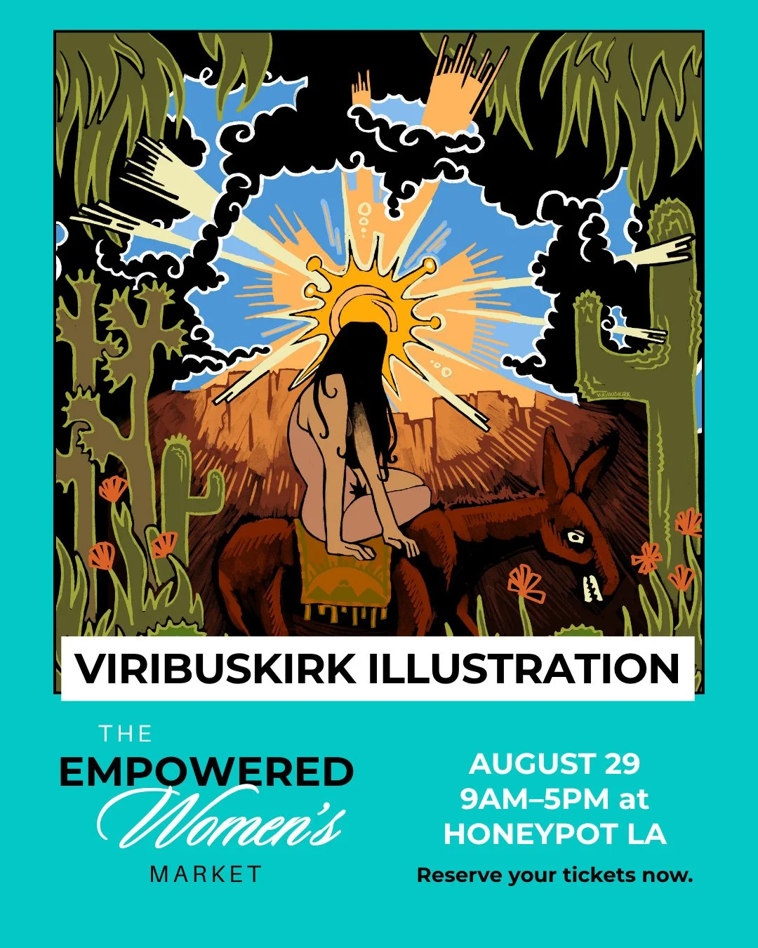 Please welcome @viribuskirk⁠ to The Empowered Women's Market!⁠ 🖌️⁠
⁠
Viribuskirk Illustration uses bold colors and a unique style that blends folk art and pop art to bring women into the forefront of art.⁠
⁠
As a woman herself, she uses her work to 
