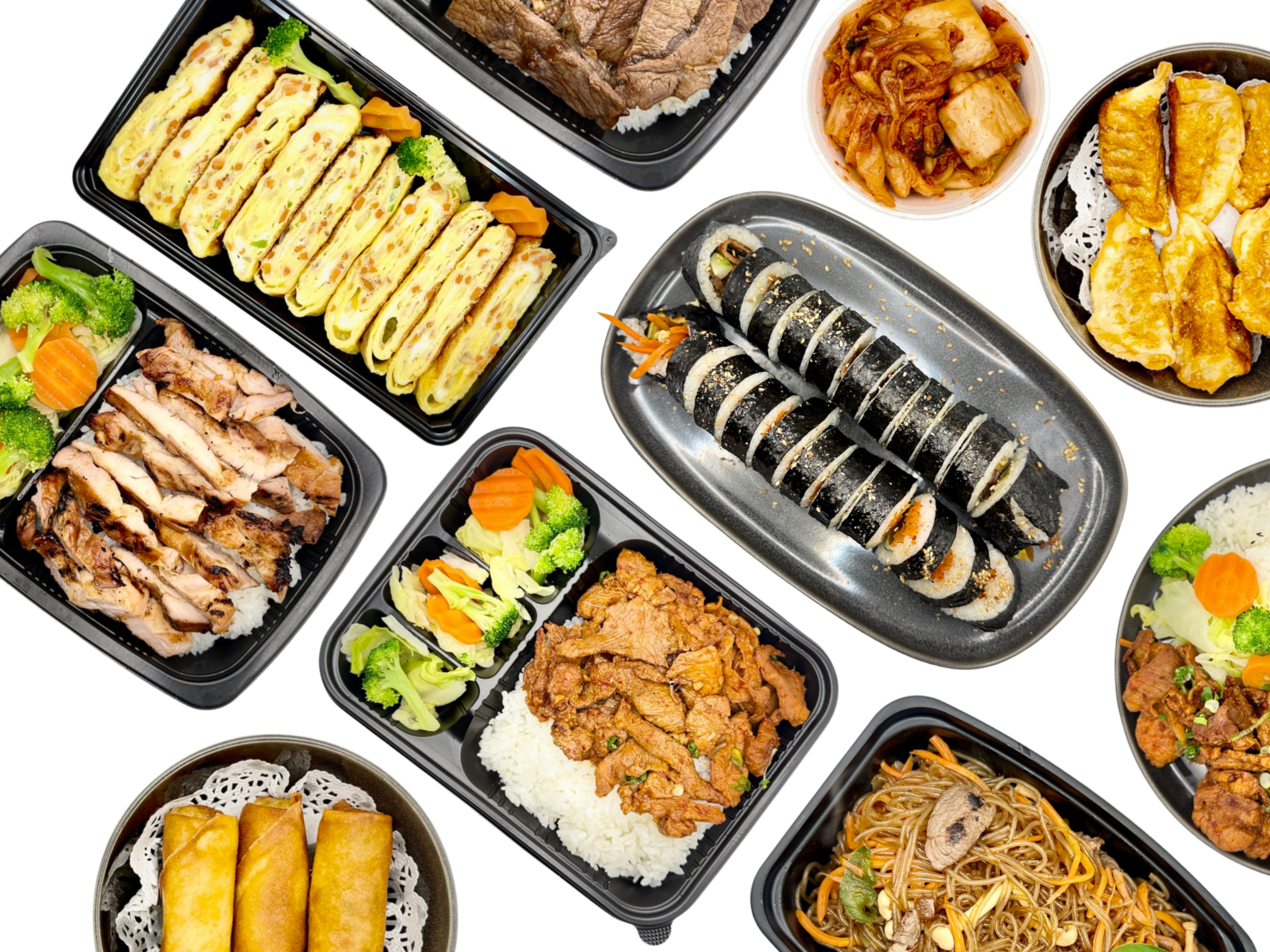 Korean Food Kimbap Kimchee BBQ Plates