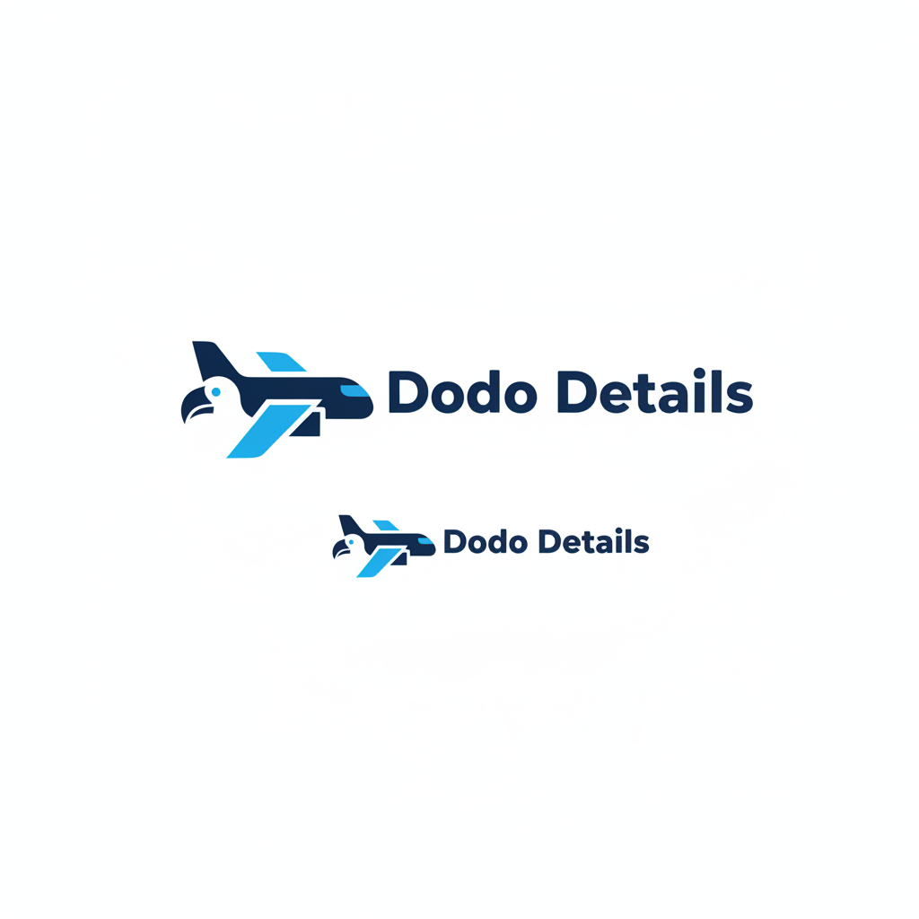 Logo of a stylized bird or eagle with blue and dark blue colors, accompanied by the text "Dodo Details" in bold font, with a smaller, similar logo and text below.