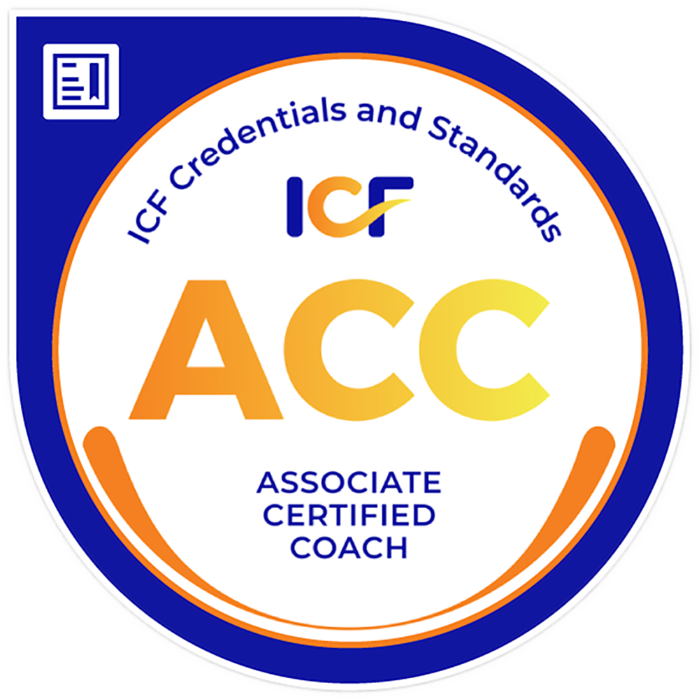 The badge of Associate Certified Coach for the International Coaching Federation.