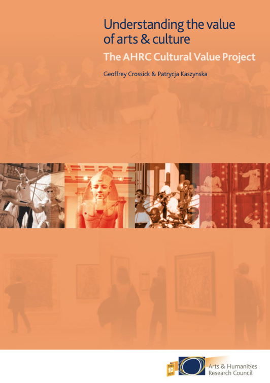 A light orange document shows faded images of a costumed performance, an Egyptian statue, a brass band, people looking at paintings, and choir.