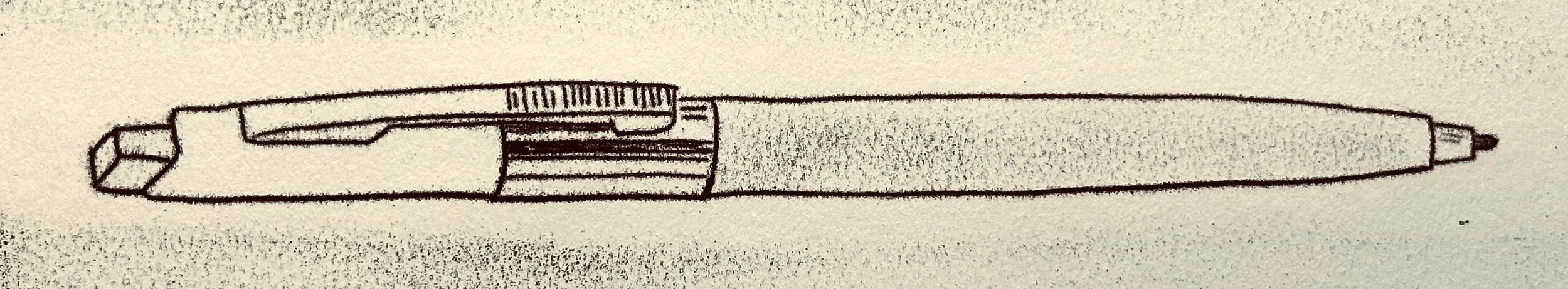 A trace monotype of a retractable ballpoint pen.