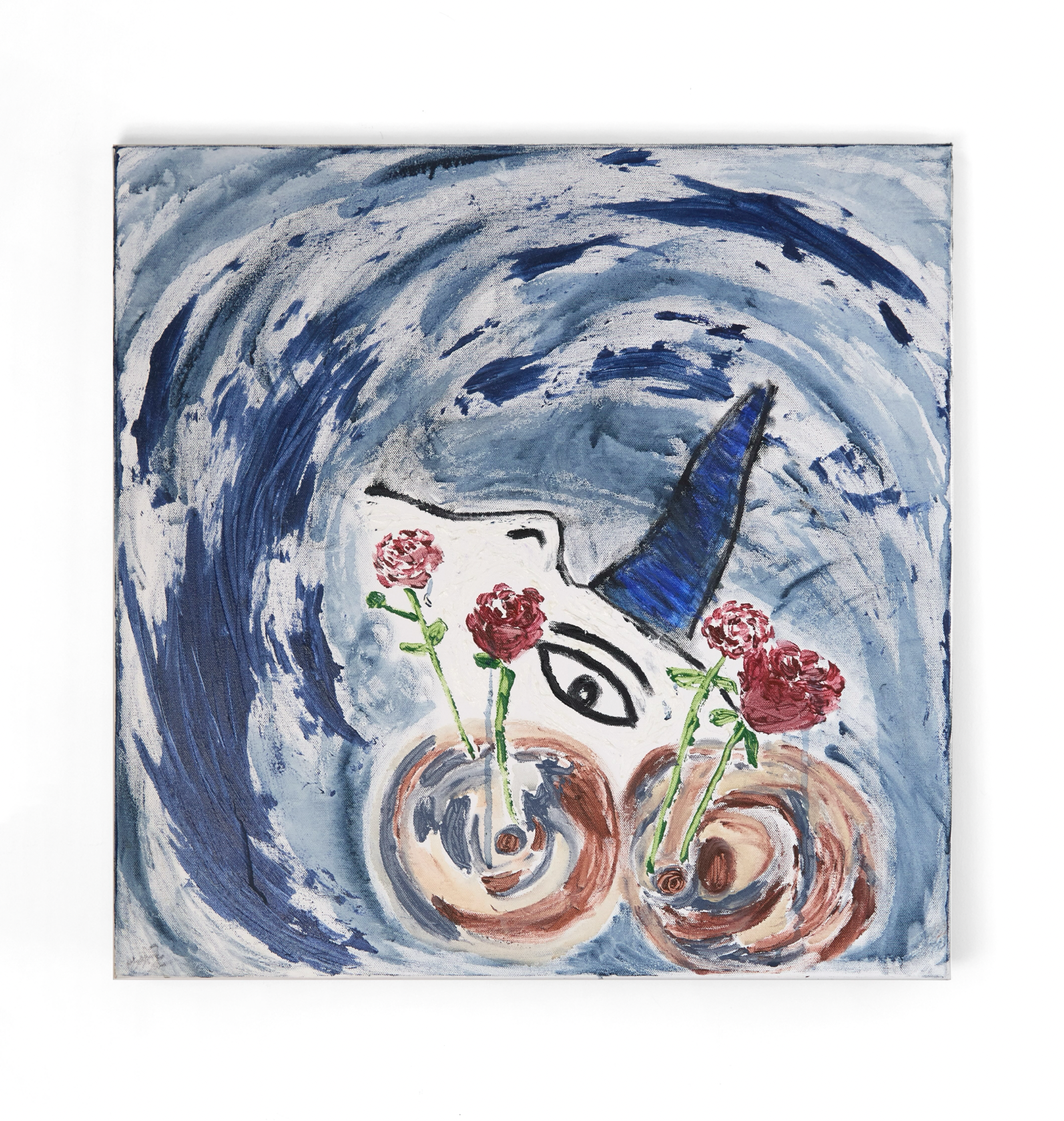 60 x 60 cm; 

acrylic, oil, water color